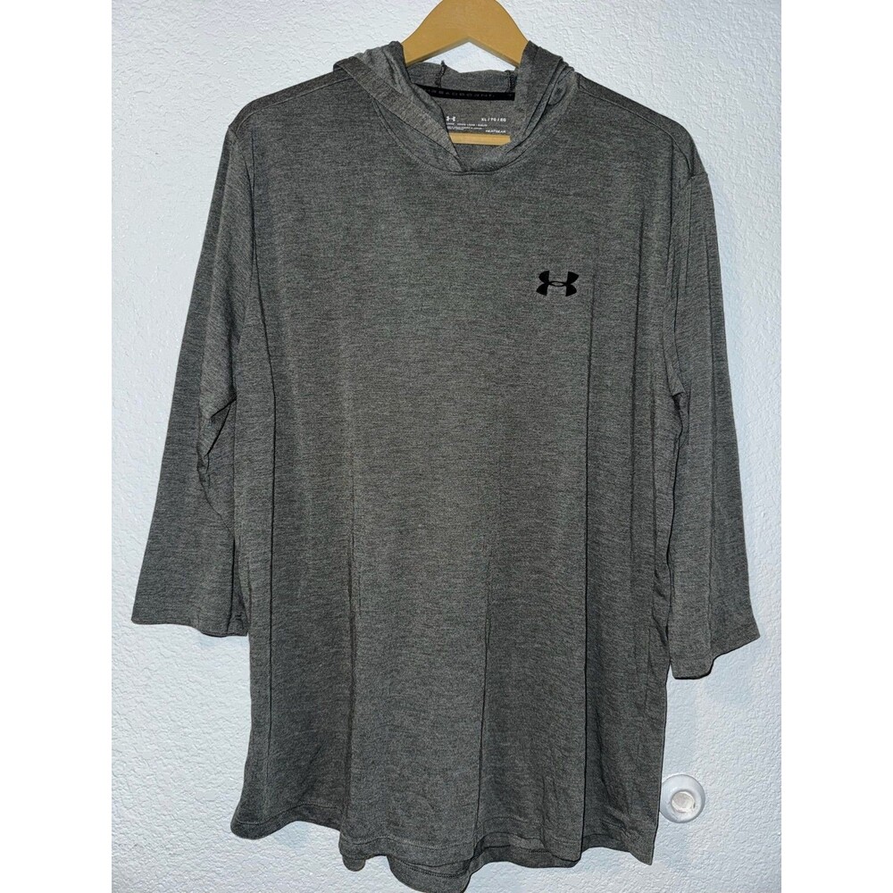 Under Armour Threadborne HeatGear Hoodie Mens XL Gray Loose Fit 3/4 Sleeve